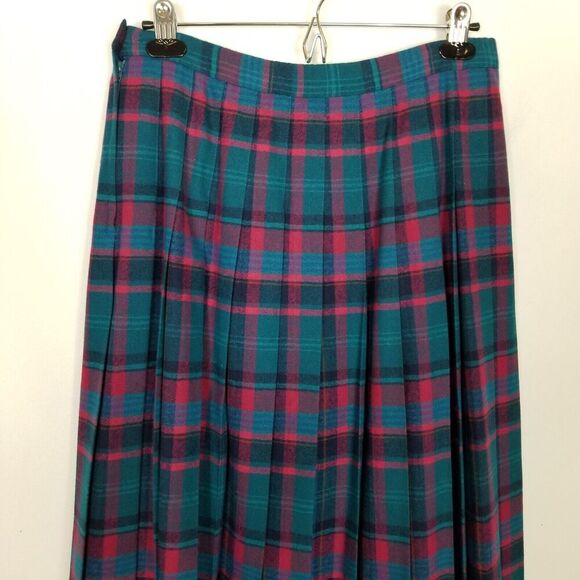 VTG Pendleton Women's  Virgin Wool Plaid Midi Skirt Sz 14 Petite Multicolor USA - Picture 5 of 8